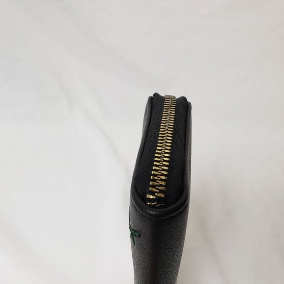 Rampage Black Pebbled Faux Leather Zip Around Wallet w/Embroidered Red Flowers - Picture 8 of 10